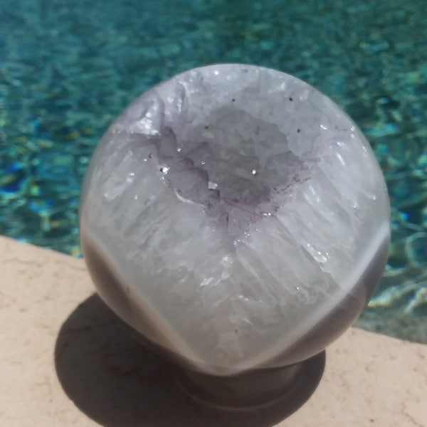 Amethyst Agate Crystal Sphere | Amethyst Sphere | Light Amethyst Crystal Ball | Crystal Ball | Geode Sphere | Crystal Geode | Metaphysical