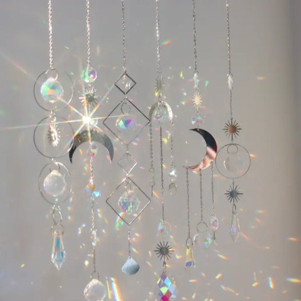 Aura Sun Catcher | Light Catcher | Hanging Crystal | Prism | Silver tone