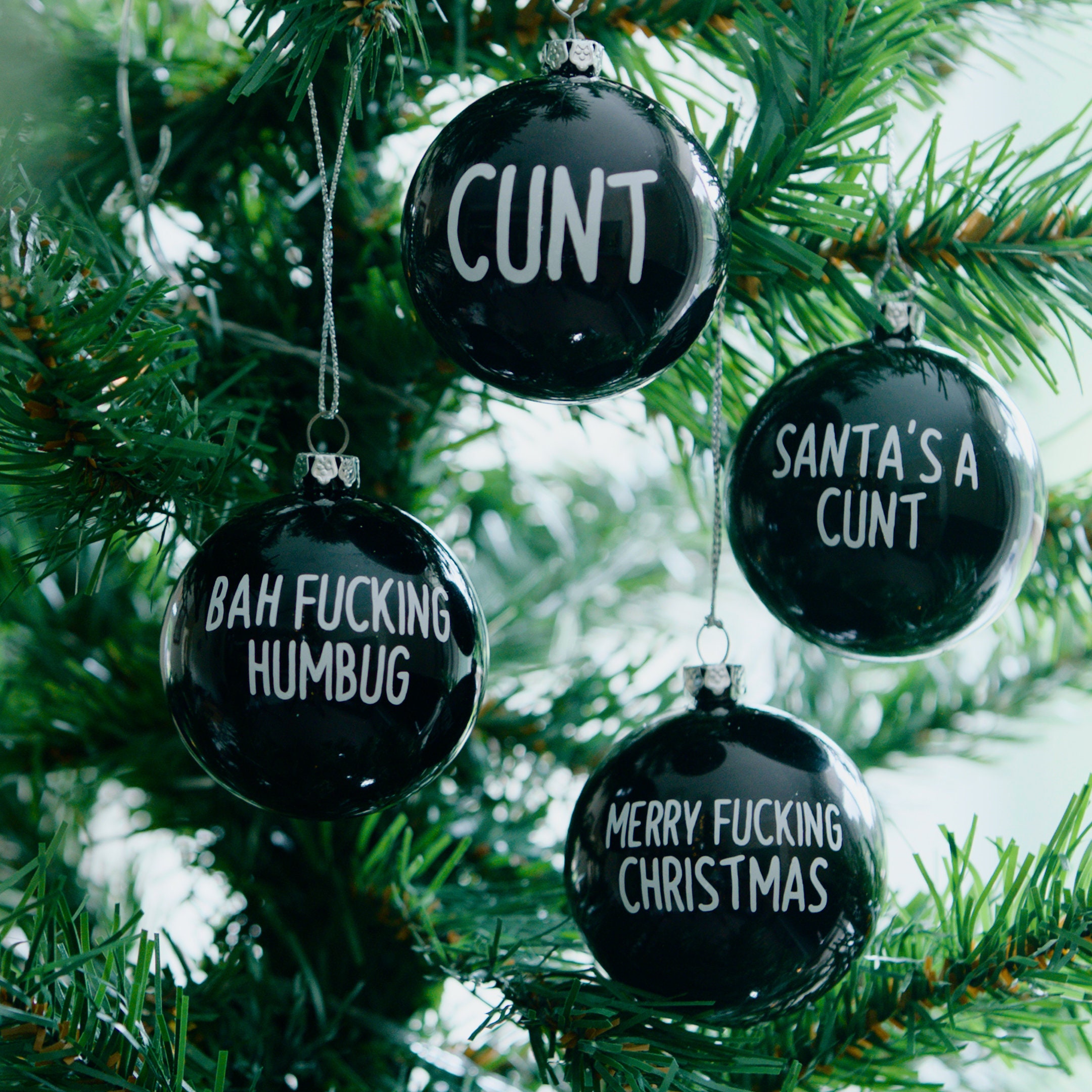 Rude Christmas Tree Bauble Black, CUNT, TWAT, Santa's a Cunt, Merry Cunting  Christmas, Merry Fucking Xmas, Bah Fucking Humbug. Swear Baubles - Etsy