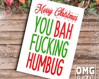 Rude Christmas Card - Bah Humbug Hum Bug! Funny Cards for Xmas