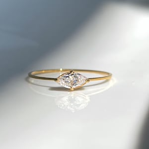 Dainty Marquise Ring, Gold Rings for Women, Gold PVD Cubic Zirconia Ring, Marquise Cut Diamond, Non Tarnishing Ring, Waterproof Jewelry