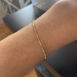 Gold Filled Bracelet Set, Dainty Gold Bracelets, Gold Rope Chain, Delicate Gold Bracelet Set for Women, Box Chain - Handmade Jewelry