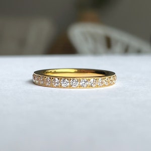 Eternity Ring, Gold Stackable Eternity Band, Diamond Pave Band, Minimalist Stacking Ring, Dainty Handmade Jewelry