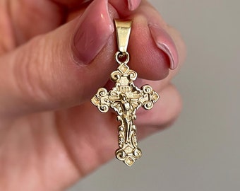Mens Gold Cross Pendant, Small Steel Orthodox Cross, Waterproof Necklace, Gold Cross Chain, Everyday Cross Necklace, Jewelry Made in Canada
