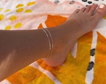 Dainty Anklet, Gold Ankle Bracelet, Waterproof Summer Jewelry, Beach Bracelet, Silver Gold Chain Anklet, Vacation Jewelry