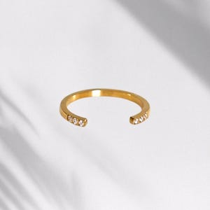 Gold Spacer Ring, 18k Gold PVD Stacking Ring with Cubic Zirconia, Open Space Ring for Women, Spacer for Engagement Ring