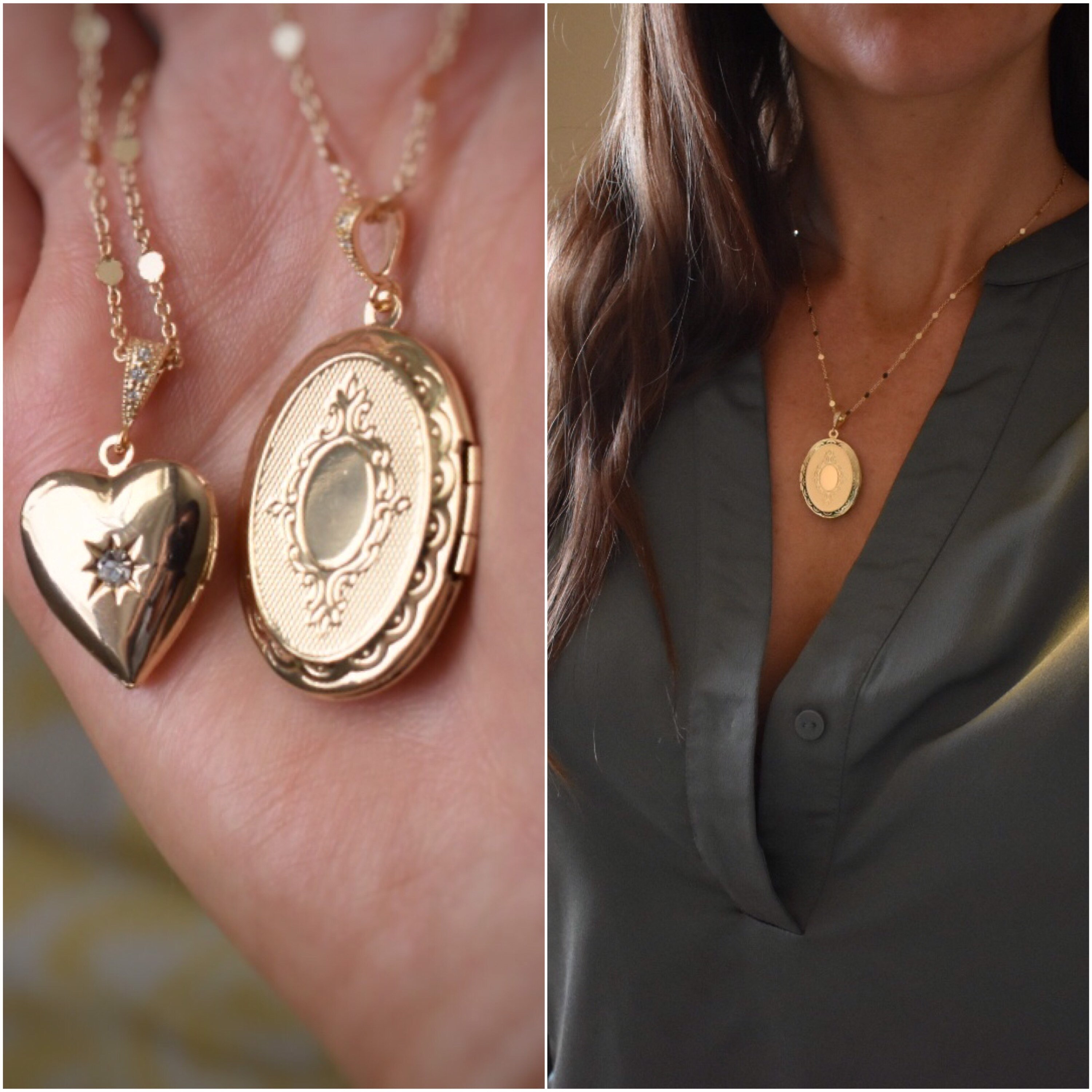 Photo Locket Necklace Gold Heart Locket Necklace Etsy Canada