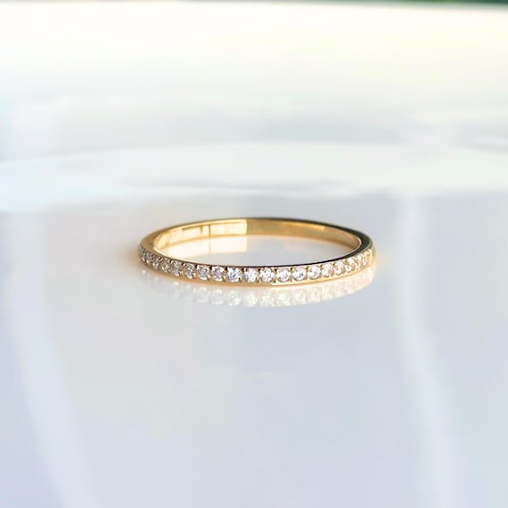 Half Eternity Ring, Stackable Eternity Band, Pave Ring, Gold Ring for Women, Travel Wedding Rings, Dainty Pave Ring, Cubic Zirconia Rings