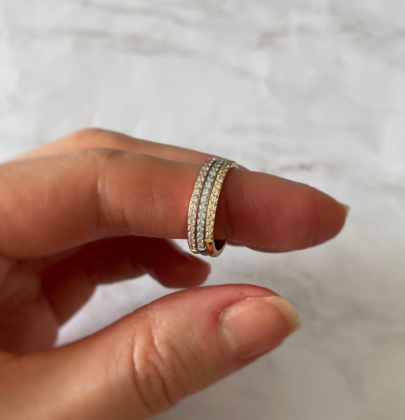 Half Eternity Ring, Stackable Eternity Band, Pave Ring, Gold Ring for Women, Travel Wedding Rings, Dainty Pave Ring, Cubic Zirconia Rings bild 7