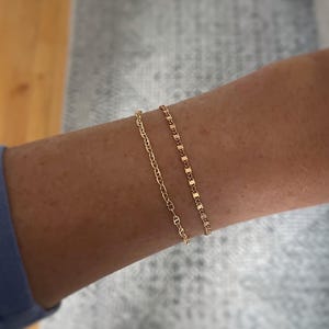Gold Stacking Bracelets, Sequin Chain Bracelet, Anchor Chain Bracelet, Dainty Bracelet Set for Women, Gold Bracelets, Handmade Jewelry