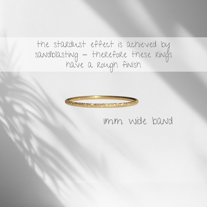 Gold Stardust Ring, Gold Rings for Women, Gold PVD Non Tarnish Rings, Minimalist Jewelry, Thin Band, Sparkle Ring, Delicate Stackable Rings image 3