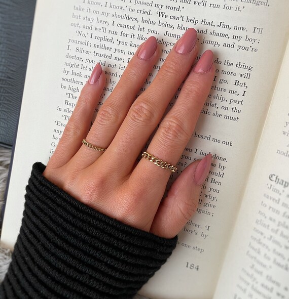 Gold Chain Link Ring Stacking Minimalist Cuban Link Ring Etsy