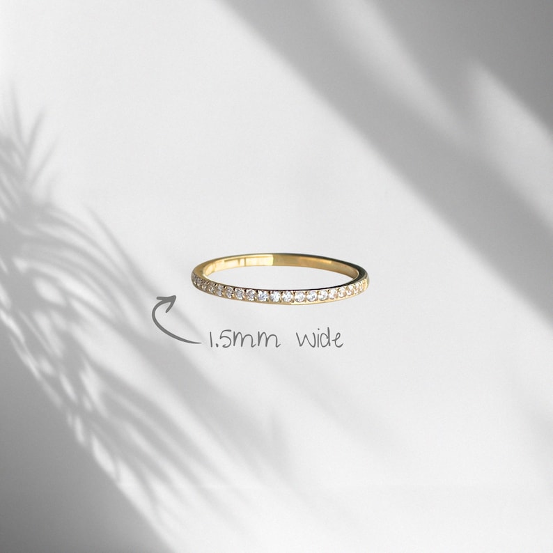 Half Eternity Ring, Stackable Eternity Band, Pave Ring, Gold Ring for Women, Travel Wedding Rings, Dainty Pave Ring, Cubic Zirconia Rings bild 4