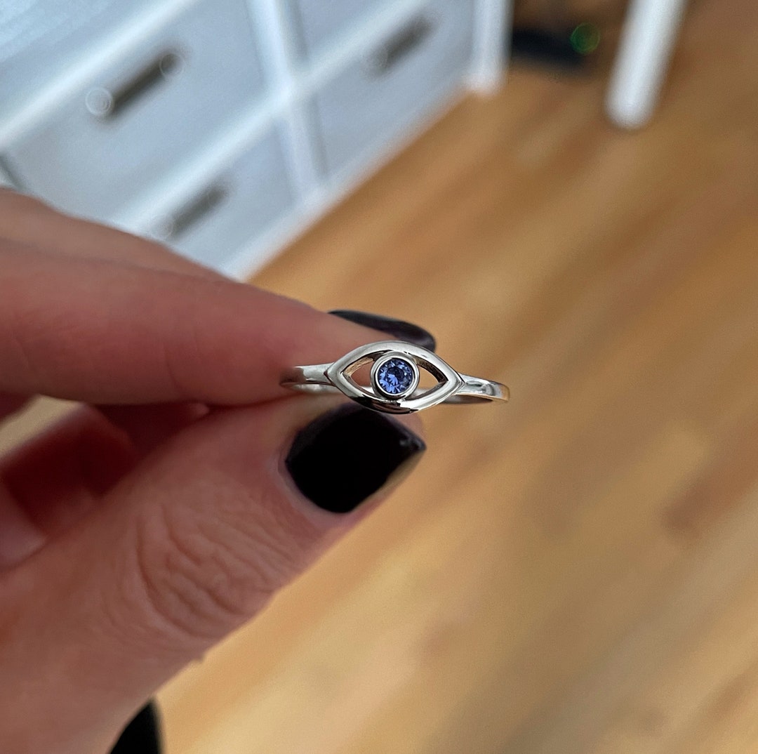 Evil Eye Ring, Gold Evil Eye Protection Ring, Dainty Sterling Silver