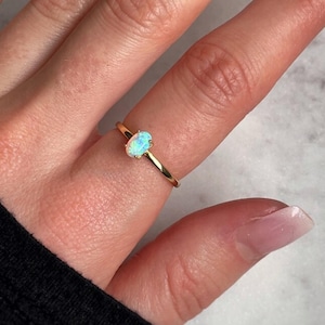Opal Ring, Gold Opal Ring, Oval Opal Ring, Rose Gold Opal Ring, Dainty Opal Ring, October Birthstone, 14k Gold Vermeil Rings for Women