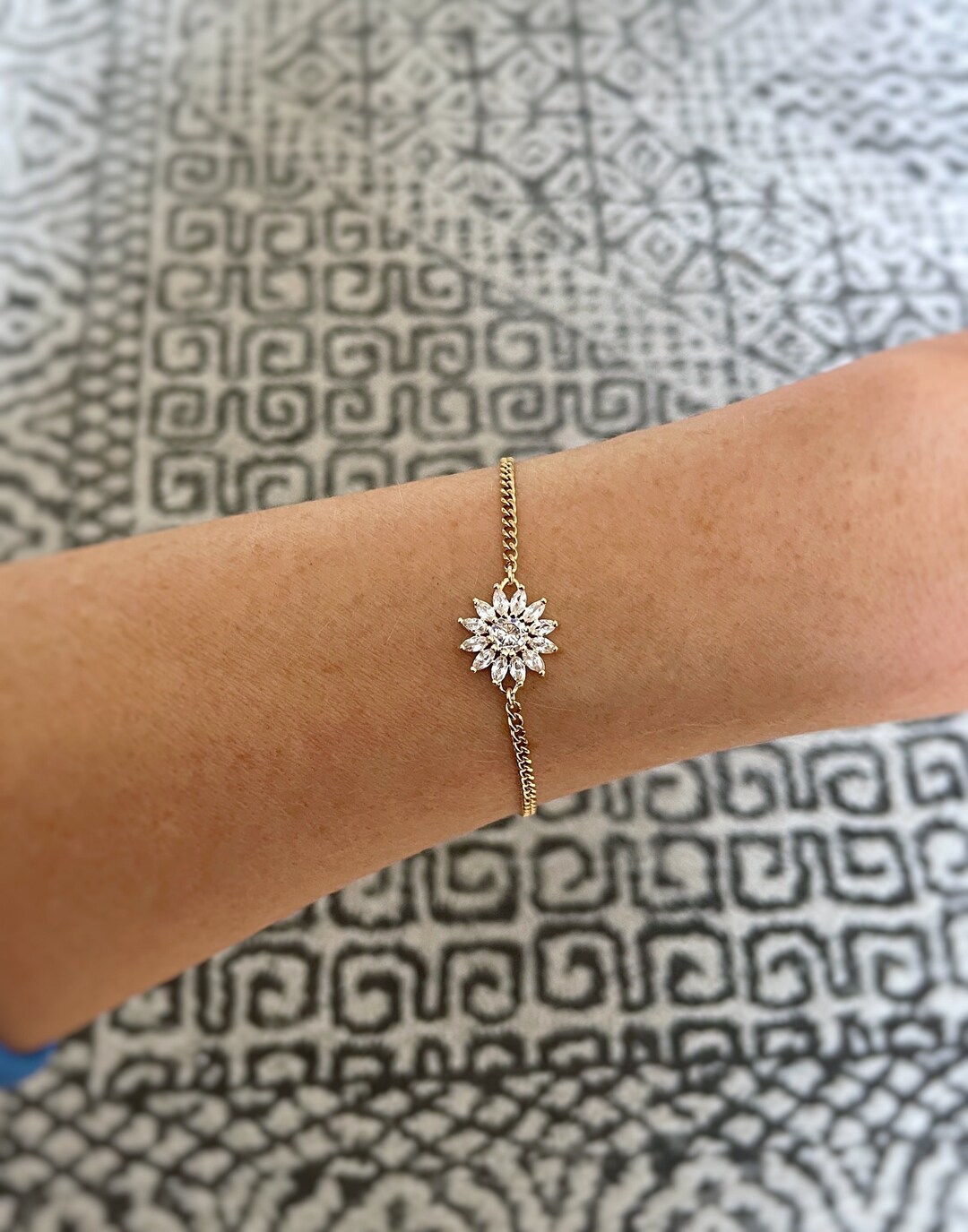 Sunflower Shape 18K Gold-Plated Bead Bracelet