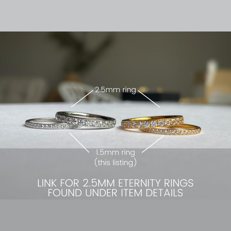 Half Eternity Ring, Stackable Eternity Band, Pave Ring, Gold Ring for Women, Travel Wedding Rings, Dainty Pave Ring, Cubic Zirconia Rings bild 10