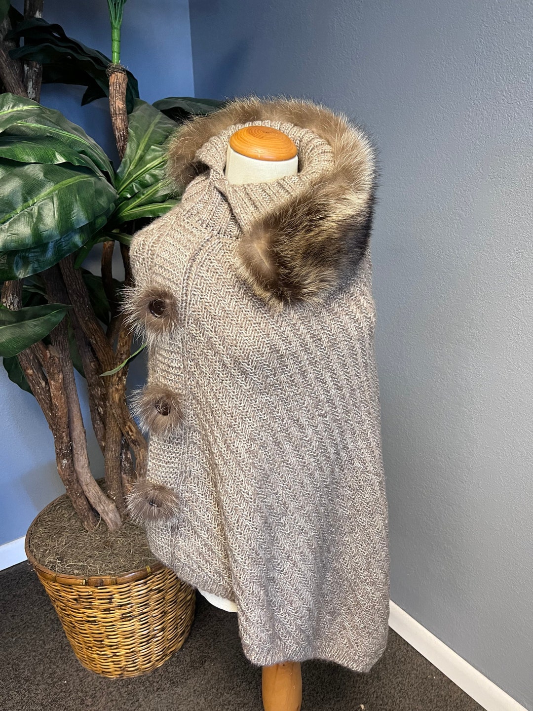 Fur Poncho With Raccoon Collar - Etsy