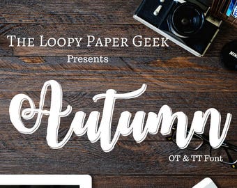 Autumn Font - Modern Cursive Style Font - Open Type Font - True Type Font - Easy Convert To SVG For Cricut - INSTANT DOWNLOAD