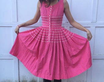 70s Vintage Lanz Original Pink Dress