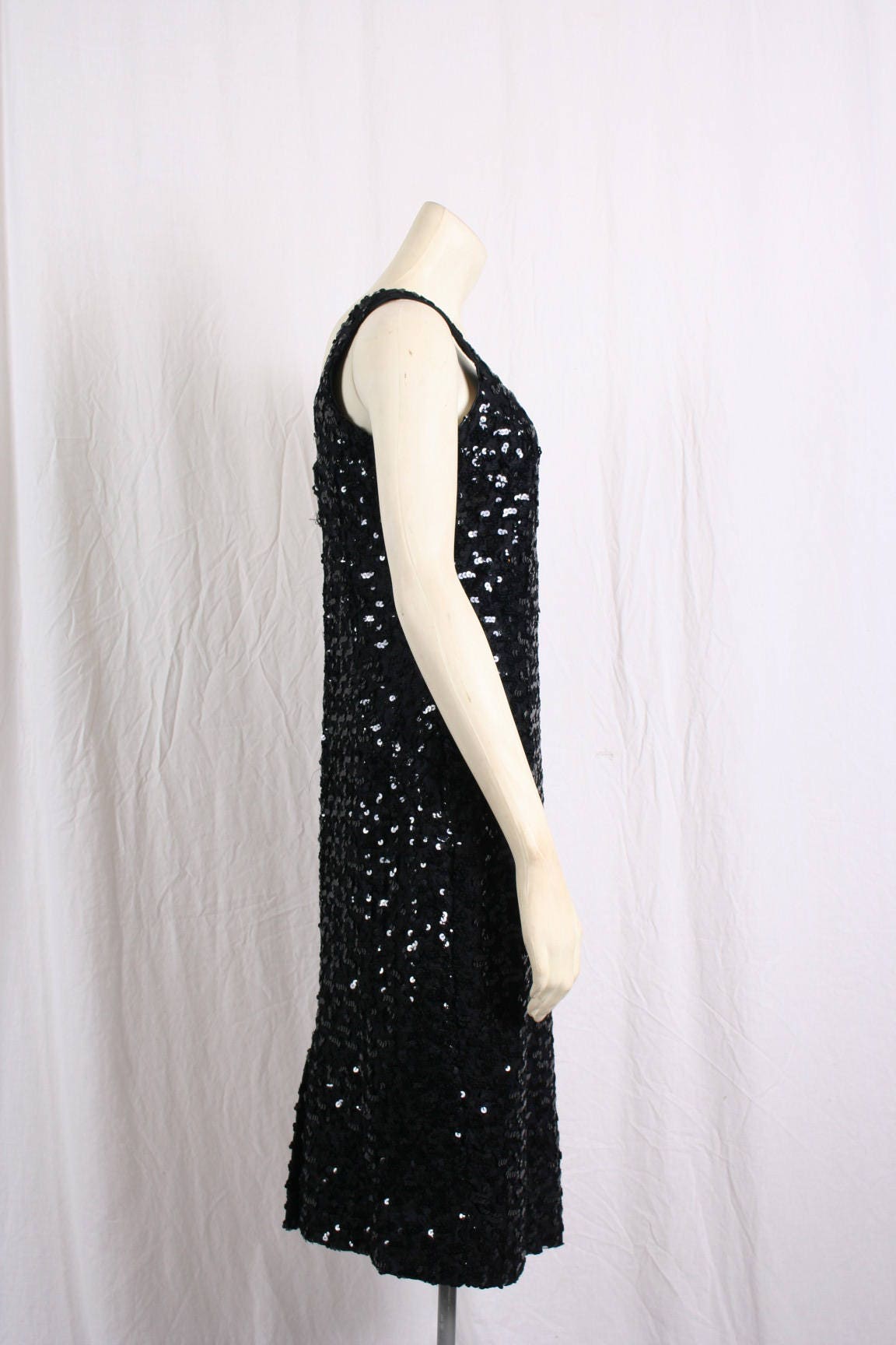 Vintage 80s black SEQUIN EVENING DRESS prom gown Bodycon | Etsy