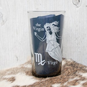 Astrology Glassware - Virgo Zodiak Water Glass - 1976 Zodiak Glassware - Virgo Tumbler - Horoscope Virgo Water Gls - 70s Cocktail Glass