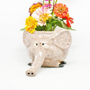 Keramische Goofy olifant plantenbak - vintage dierenplant houder - jaren 70 kitscherige olifant beeldje - decor kinderkamer kinderkamer - kraamcadeau