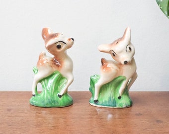 Vtg Ceramic Deer Salt and Pepper Shaker Set - Japan - Vintage Cute Deer Shakers - Dining Tableware - 70s Bambi Shakers - Housewarming Gift