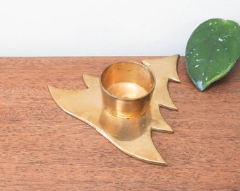 Vtg Brass Christmas Tree Tealight Holder - Tree Candleholder - Vintage Christmas Brass Candleholder - Vtg Xmas Brass Decor