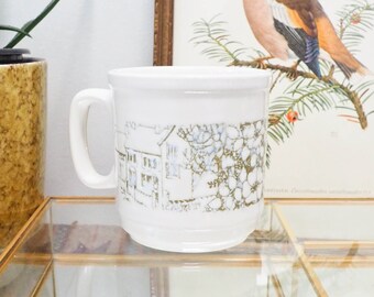 Vintage Embossed Floral Cottage Mug - England Ceramic Tea Mug