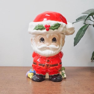 Pot à biscuits Père Noël en céramique VTG - bidon vintage mignon père Noël - décoration de cuisine de Noël des années 80 - cuisine kitsch - moule Duncan