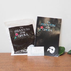 Vtg Phantom of the Opera Ticket, Gift Bag, Playbill  - 90s Vancouver Phantom of the Opera Souvenirs - Vintage Souvenir - Broadway Souvenir
