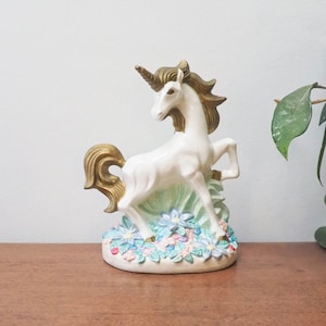 Vtg Ceramic Mold Unicorn Figurine - Vintage Unicorn Decor - 70s Home Decor - Mystical Creature - Ceramic Figurine - Girls Room Decor