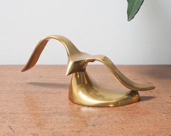 Figura de gaviota de latón - Decoración vintage de pájaro de latón - Decoración de oficina de cabaña - Figura de gaviota de latón - Decoración de escritorio vintage - Decoración de casa de playa