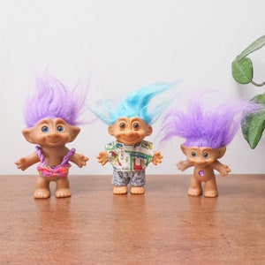 Vtg Troll Doll - YOUR CHOICE - 90s Russ - Ace Novelty Co - Purple Hair Troll Blue Hair Troll - Vintage Original Russ Troll Doll