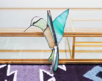 ヴィンテージステンドグラス NC ハミングバード窓用サンキャッチャー