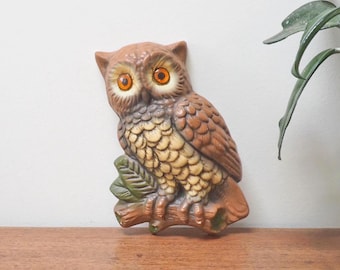 VTG Eule Chalkware Wandteller - Vintage Wildvogel Wanddekor - Cabincore - Housewarming Geschenk - Geschenk für Papa - Cabin Decor