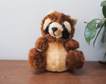 Peluche vintage de mapache marrón Acme - Juguete de los 80 - Mapache de peluche vintage - Hecho en Corea - Mapache de peluche vintage Bandido