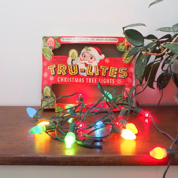Lumières de sapin de Noël VTG Tru-Lites - 15 lumières - guirlandes lumineuses d'intérieur - Noël vintage - usage décoratif