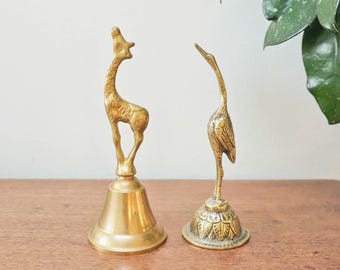 Campana de latón vintage - A TU ELECCIÓN - Campana de jirafa de latón vintage - Campana de grulla de latón - Figura de animal vintage - Regalo para ella - Regalo para hija