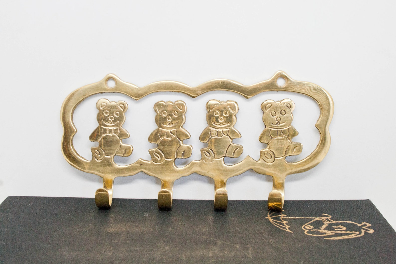 Brass Teddy Bear Hooks Vtg Nursery Decor Cottagecore Key Etsy