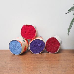 Vtg Mary Maxim Pre-Cut Latch Hook Rug Wool - Set of 4 - Vintage Readicut Precut Rug Wool - Wool and Nylon - Purple Pink Blue Latch Hook Wool