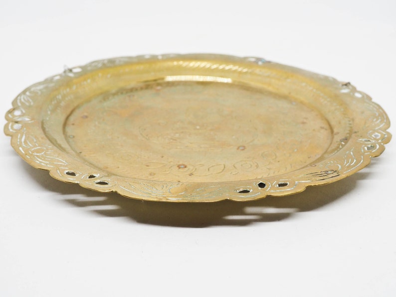 Vtg Tooled Brass Yogi Plate Round Brass Dish Decorative - Etsy