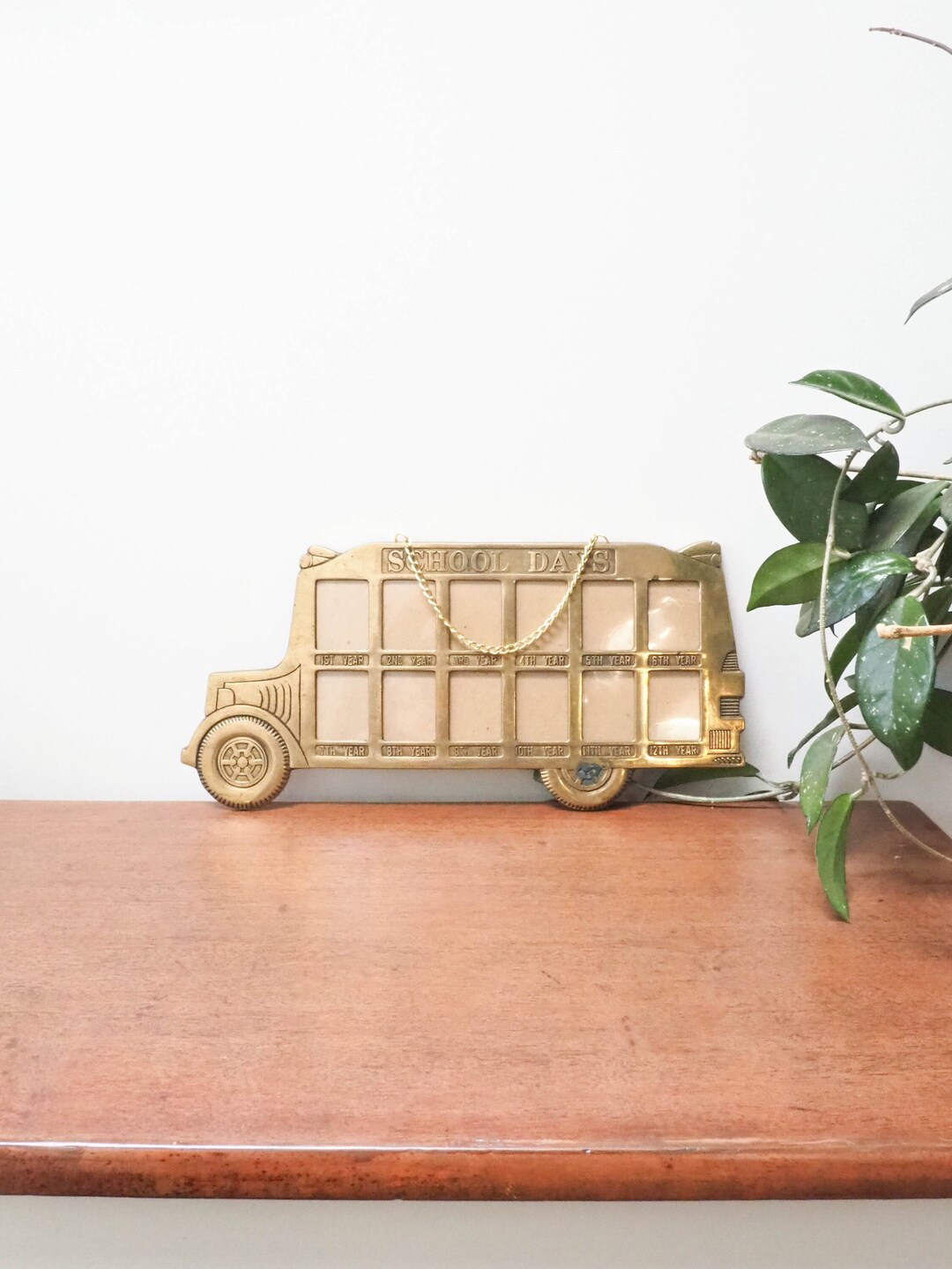 Vtg Brass School Bus Yearly Class Photos Frame Yearly School Etsy