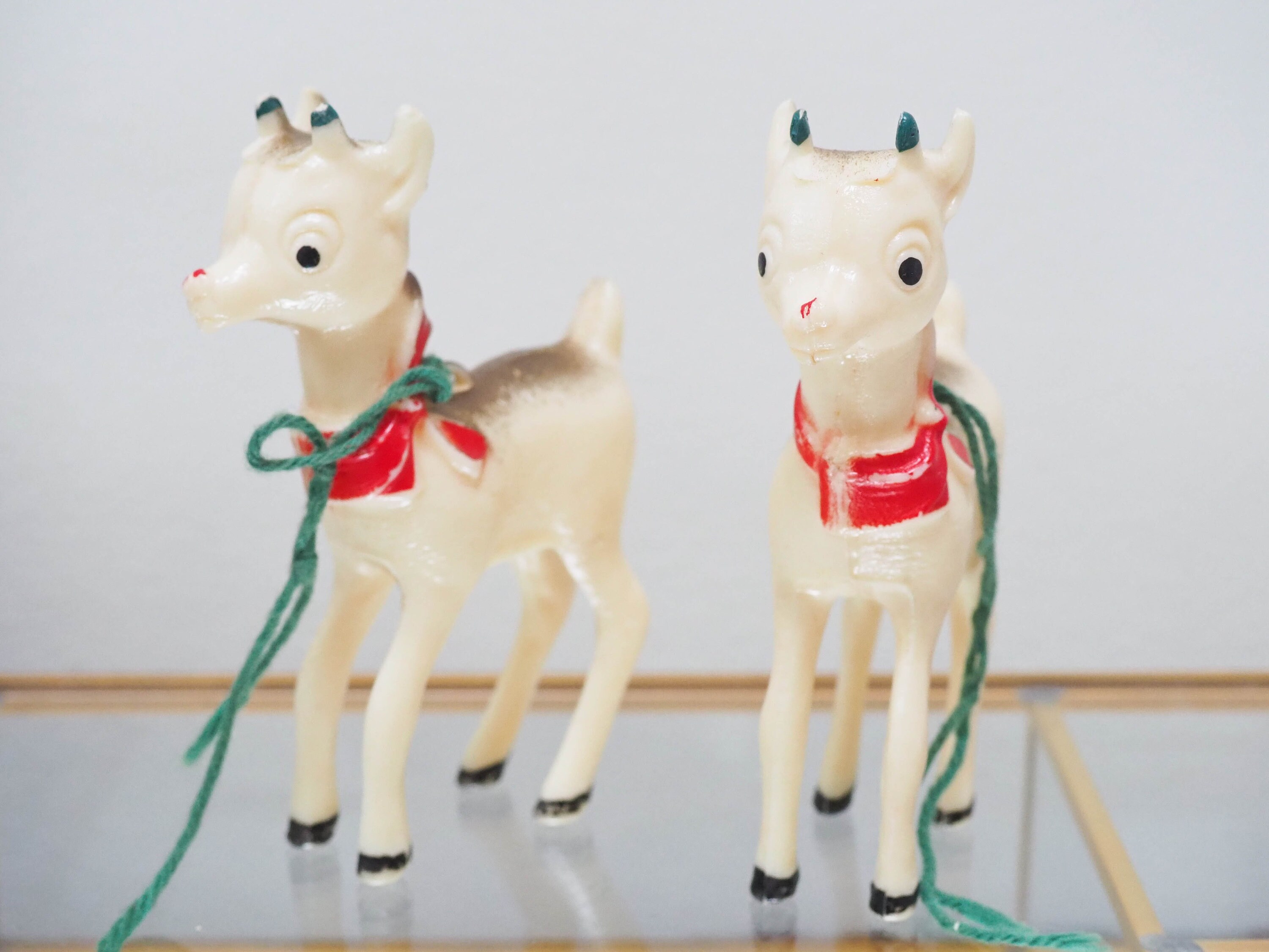 Plastic Reindeer Figurine Pair Vintage Christmas Reindeer Etsy