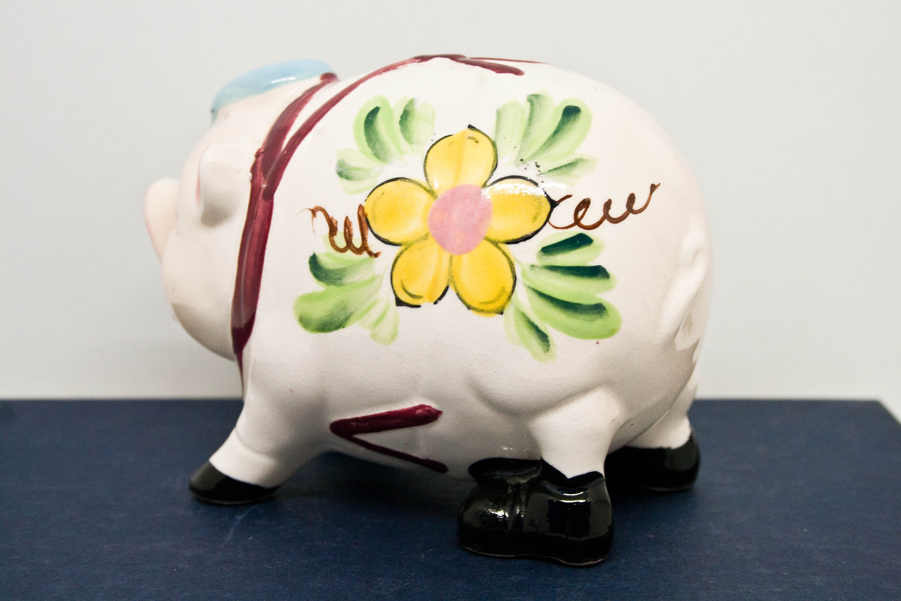 Ceramic Pig Coin Bank Decorative Japan Piggy Bank 70s Etsy