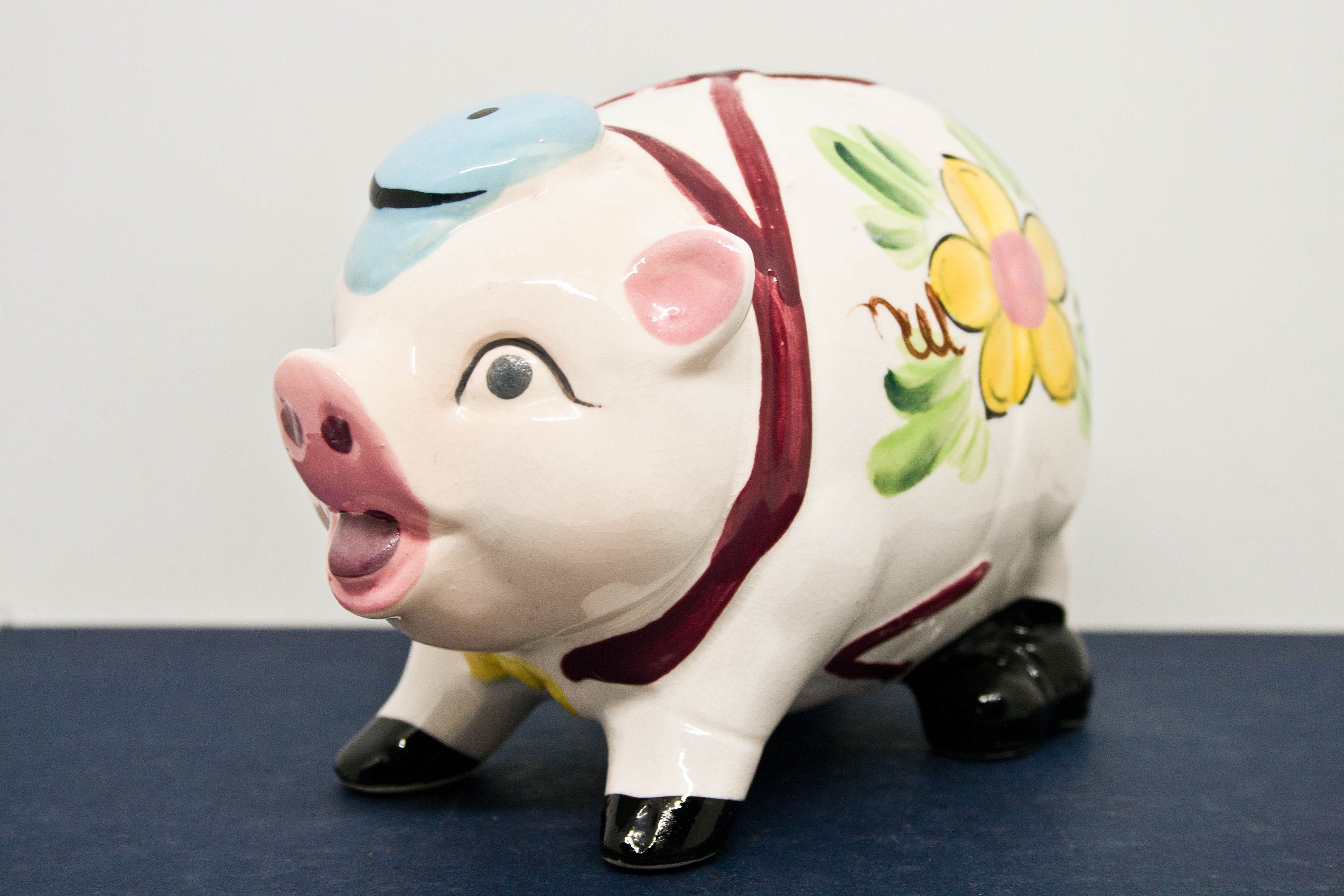 Ceramic Pig Coin Bank Decorative Japan Piggy Bank 70s Etsy