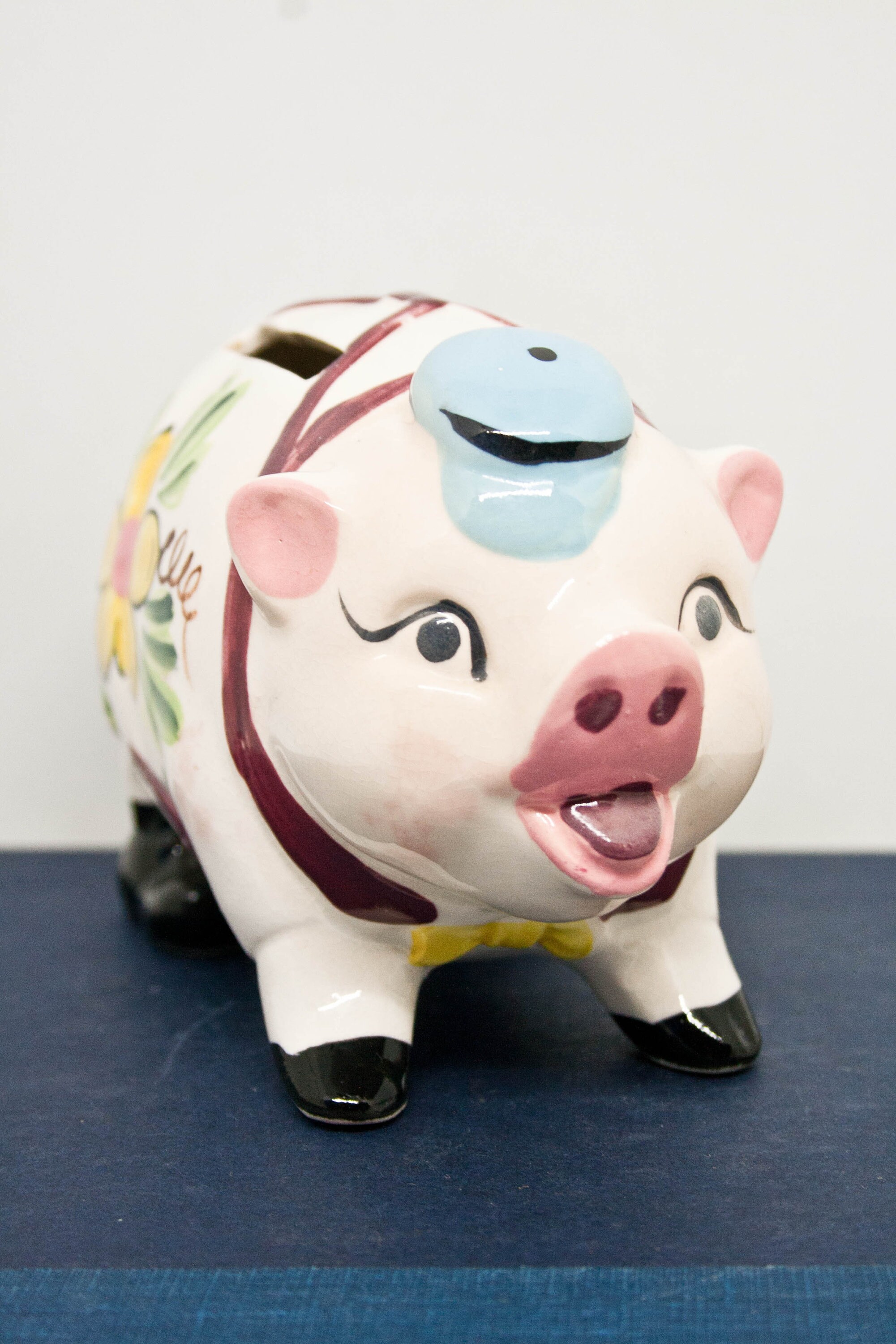 Ceramic Pig Coin Bank Decorative Japan Piggy Bank 70s Etsy