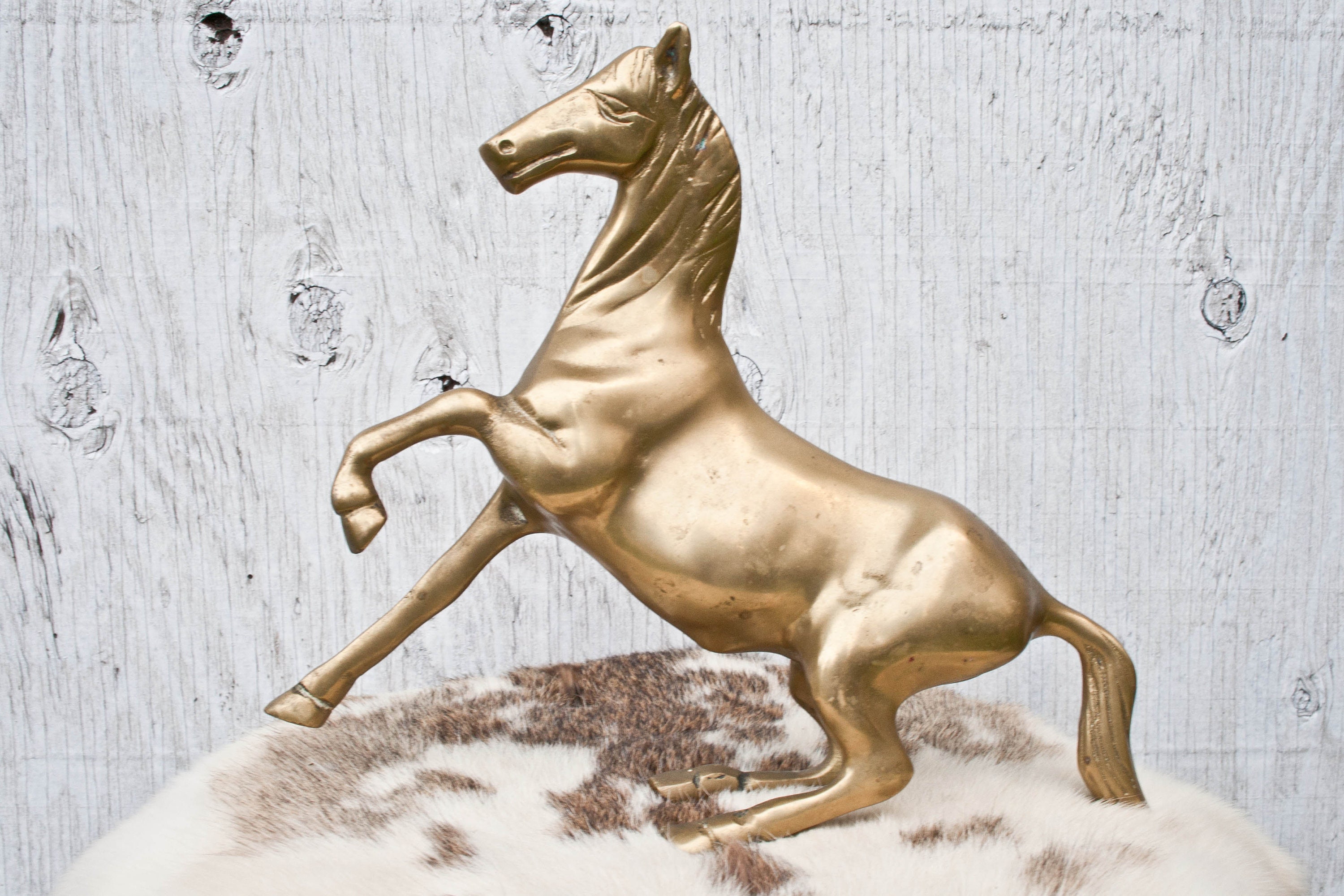 Brass Horse Vintage Brass Horse Statue 70s Horse Ranch Etsy