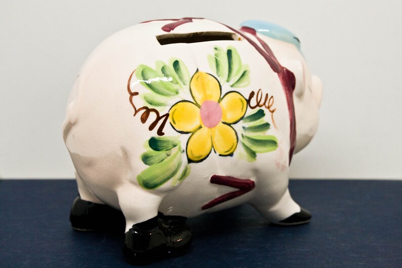 Ceramic Pig Coin Bank Decorative Japan Piggy Bank 70s Etsy